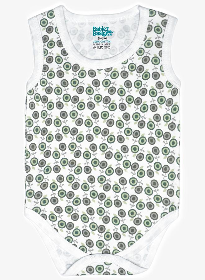 Babies Basic Pack of 3 - Super Combed Cotton Sleeveless Printed Bodysuit - Image 5